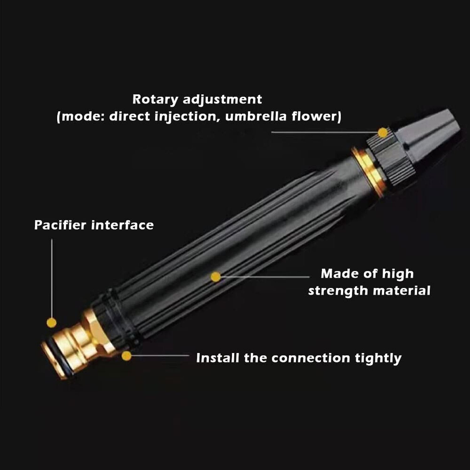 Detailed view of the alloy water gun nozzle. Detailed view of the alloy water gun nozzle.